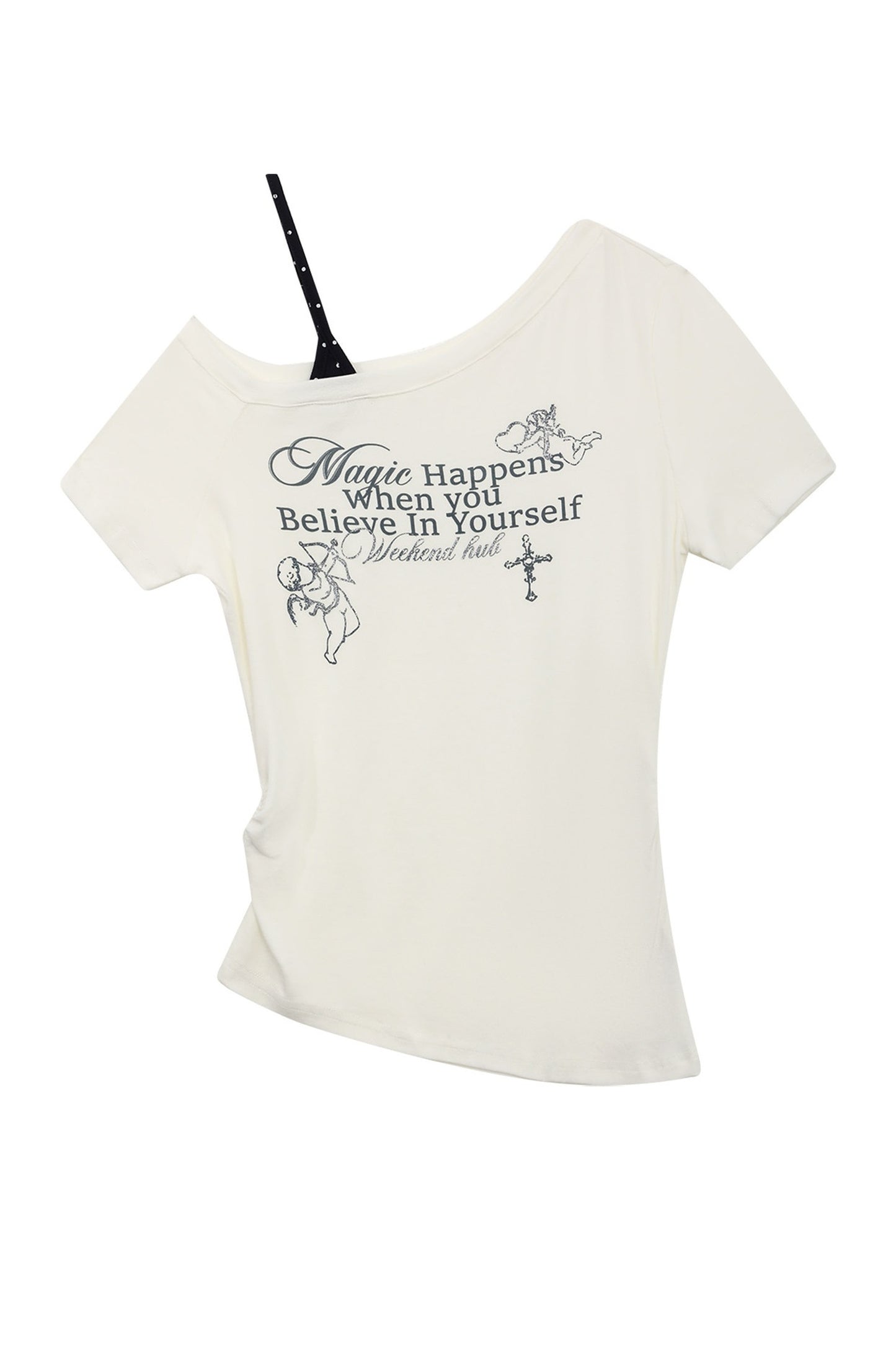 Blusa con efecto de capas y estampado de Cupido