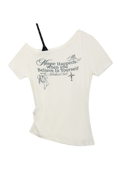 Blusa con efecto de capas y estampado de Cupido
