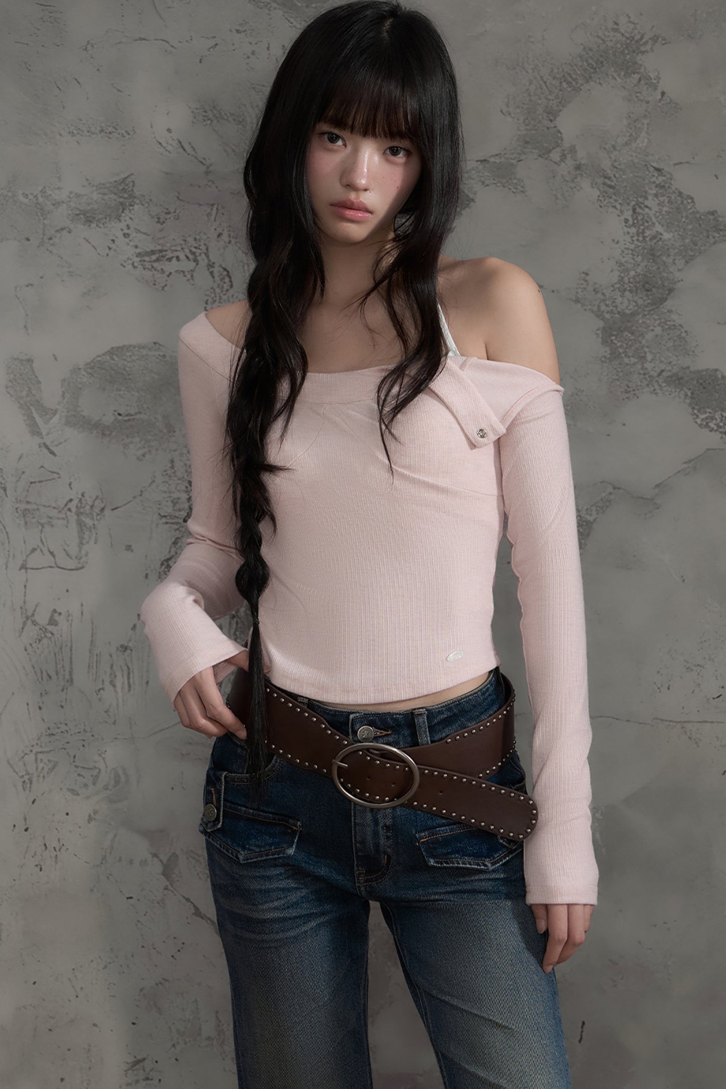 Off-Shoulder Long-Sleeve Top and Pants Set-Up