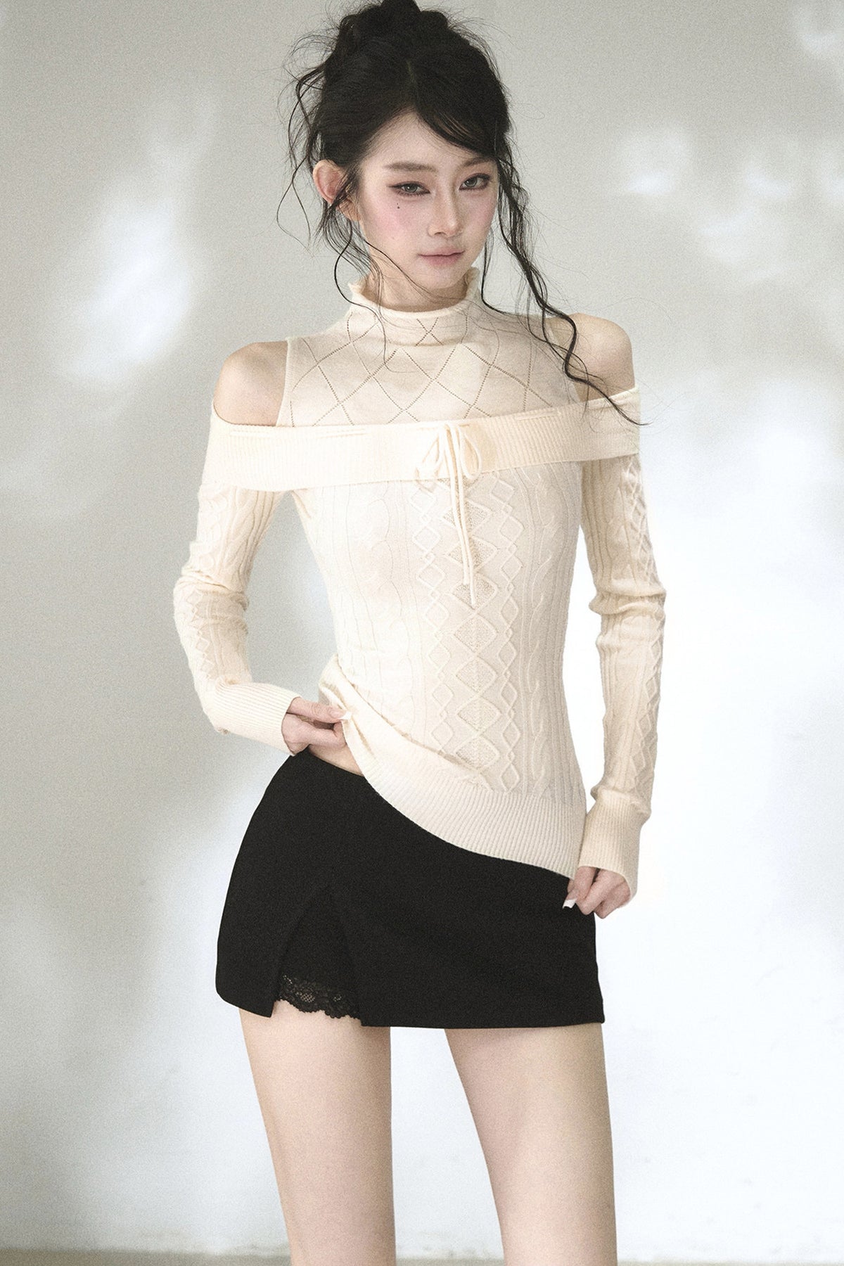 Lace Patchwork A-Line Skirt