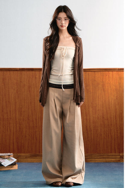Plaid Patchwork Wide-Leg Pants