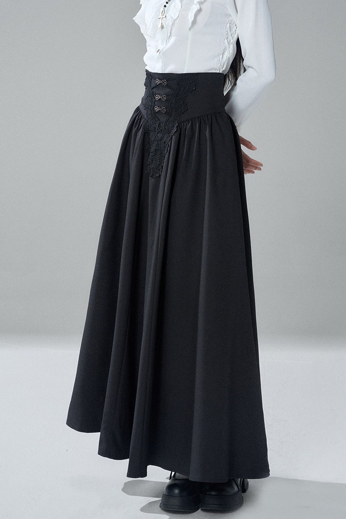 Gothic Black Skirt and White Shirt Set-Up