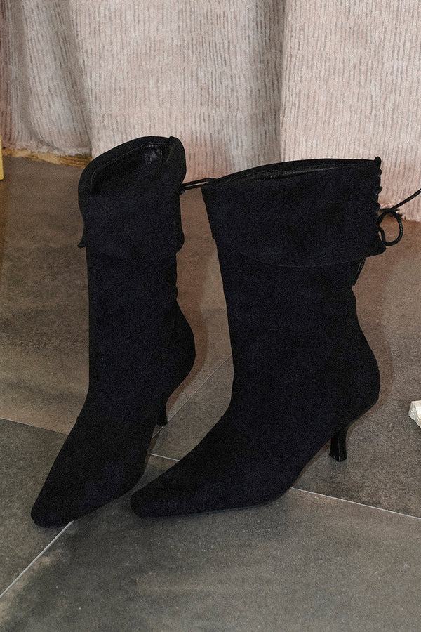 Foldable High-Heeled Pointed-Toe Slouch Boots
