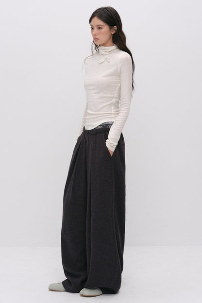 Wool Jacquard Wide-Leg Trousers