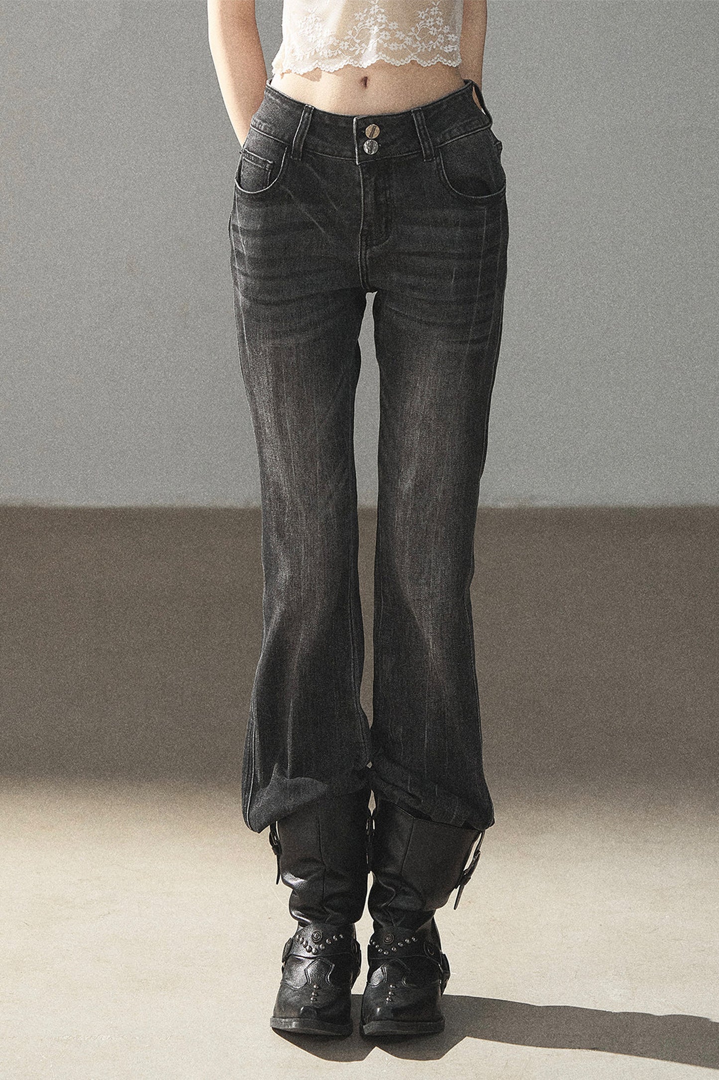 Retro Slim-Fit Denim Pants