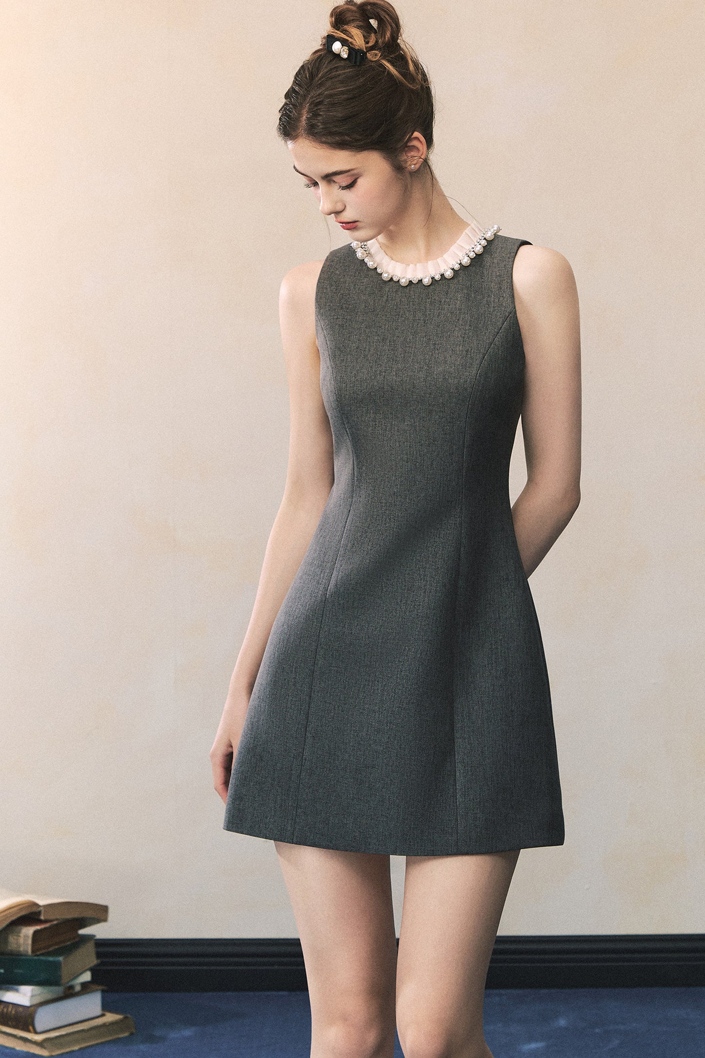 Miu Style Tweed Blazer Sleeveless A-Line Dress Set-Up