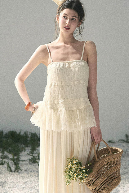 French Lace Summer Top and Pants Set