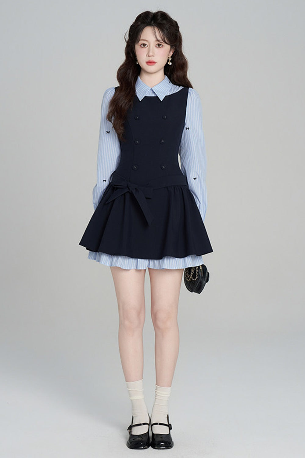 Preppy Style Long-Sleeved Dress