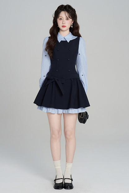 Preppy Style Long-Sleeved Dress