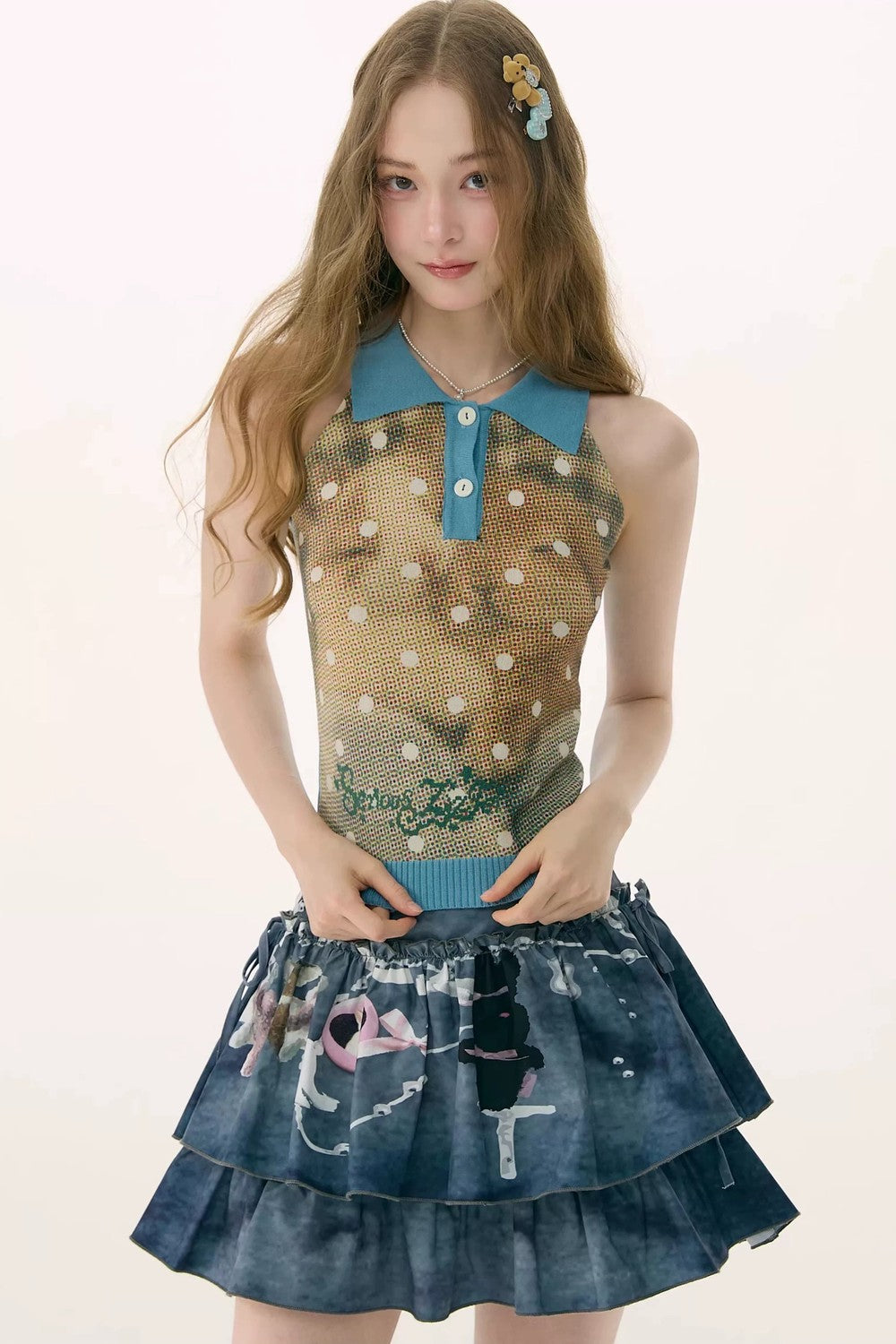 Blue Polo Knit Rabbit Vest