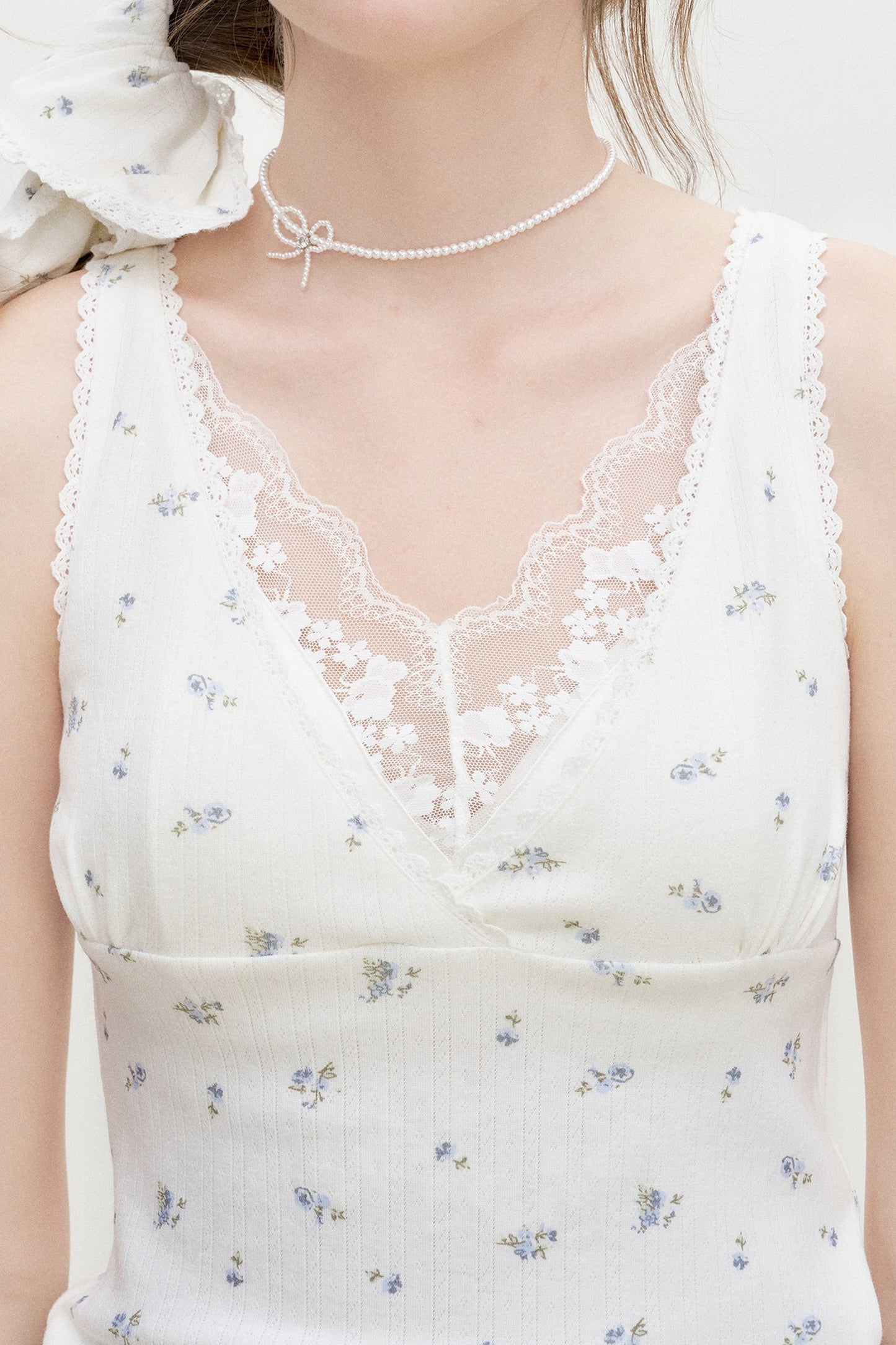 White Floral Lace V-Neck Top