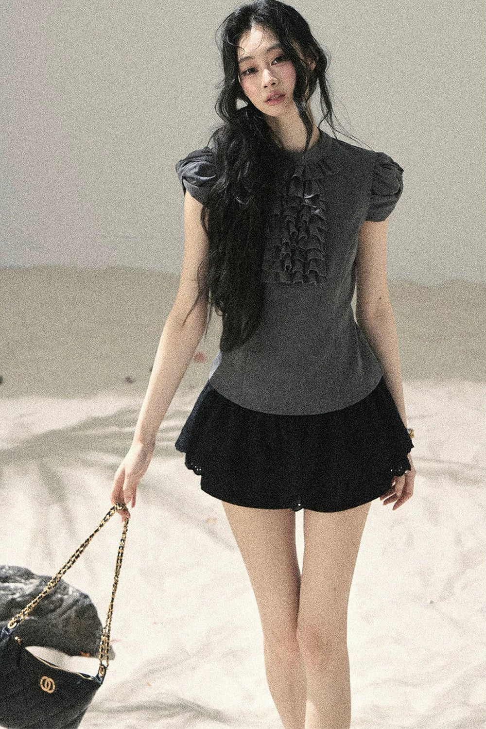 French Ruffle Puff Sleeve Top