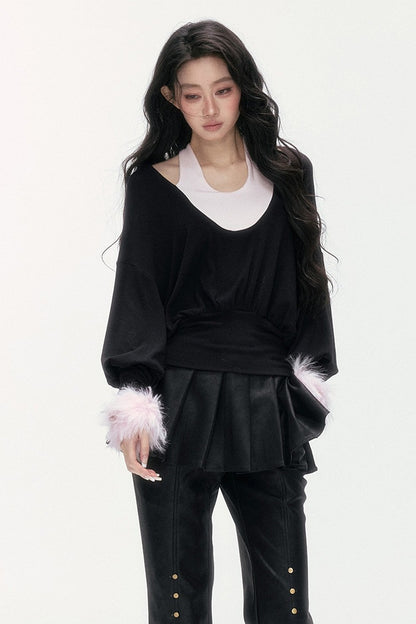 Flared Pants With Detachable Skirt