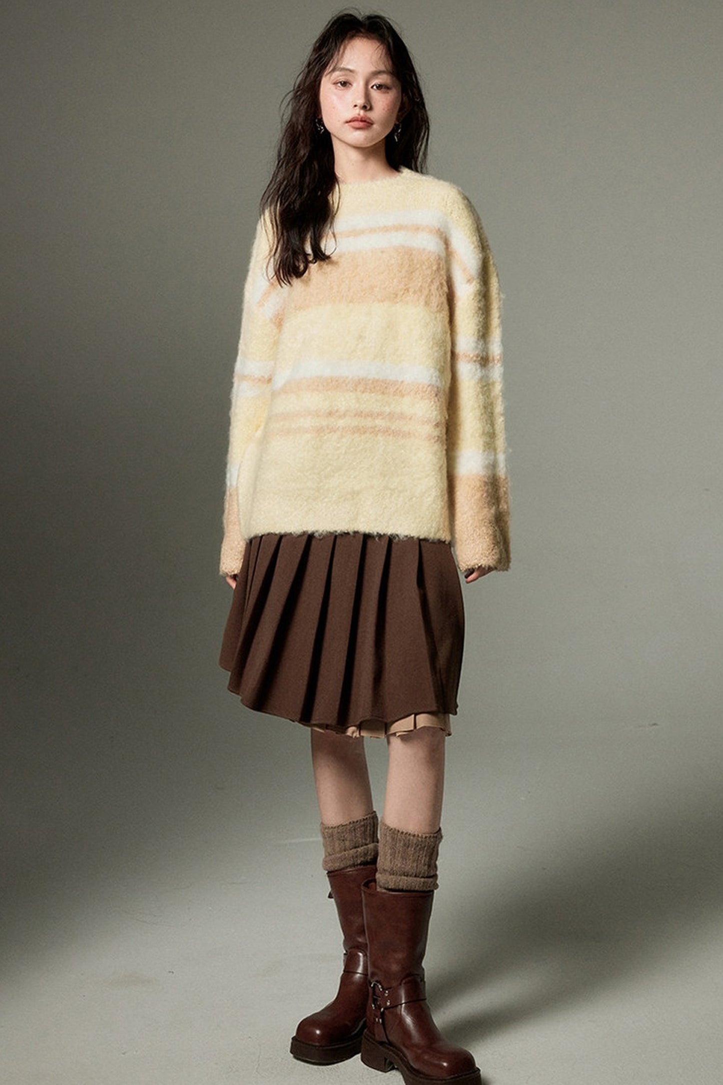 Color-Block Striped Sweater