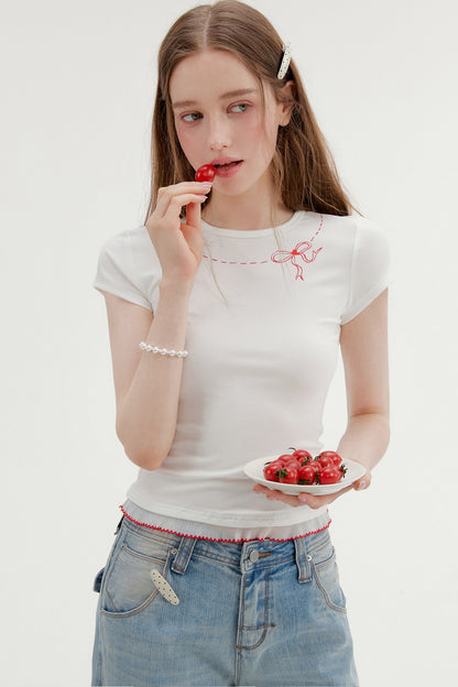 Bow Print Lyocell Blouse