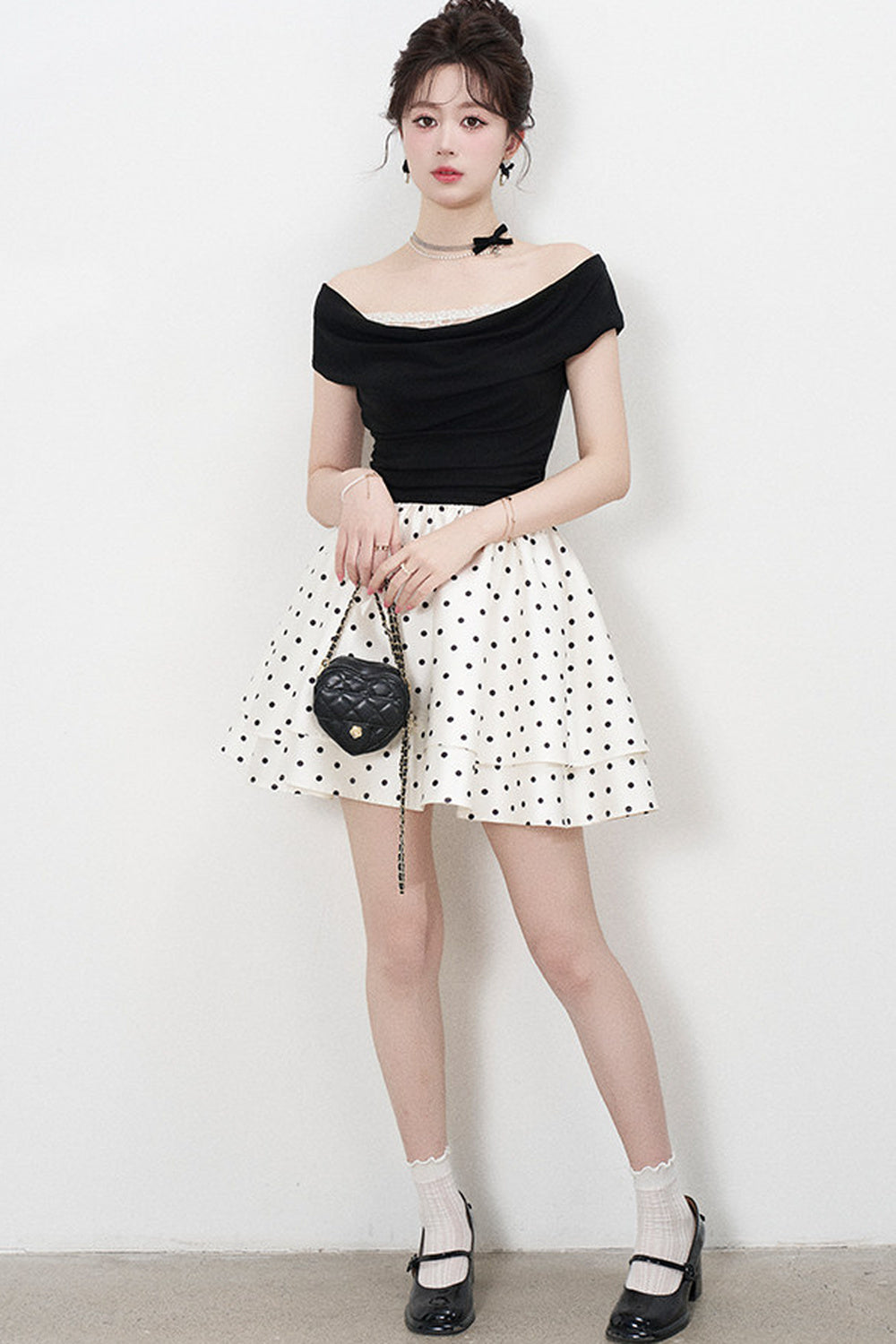 French Polka Dot A-Line Dress