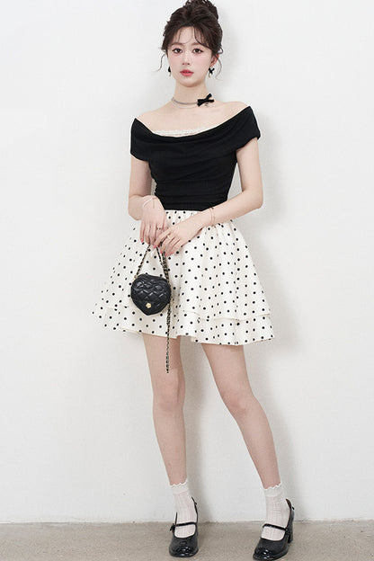 French Polka Dot A-Line Dress