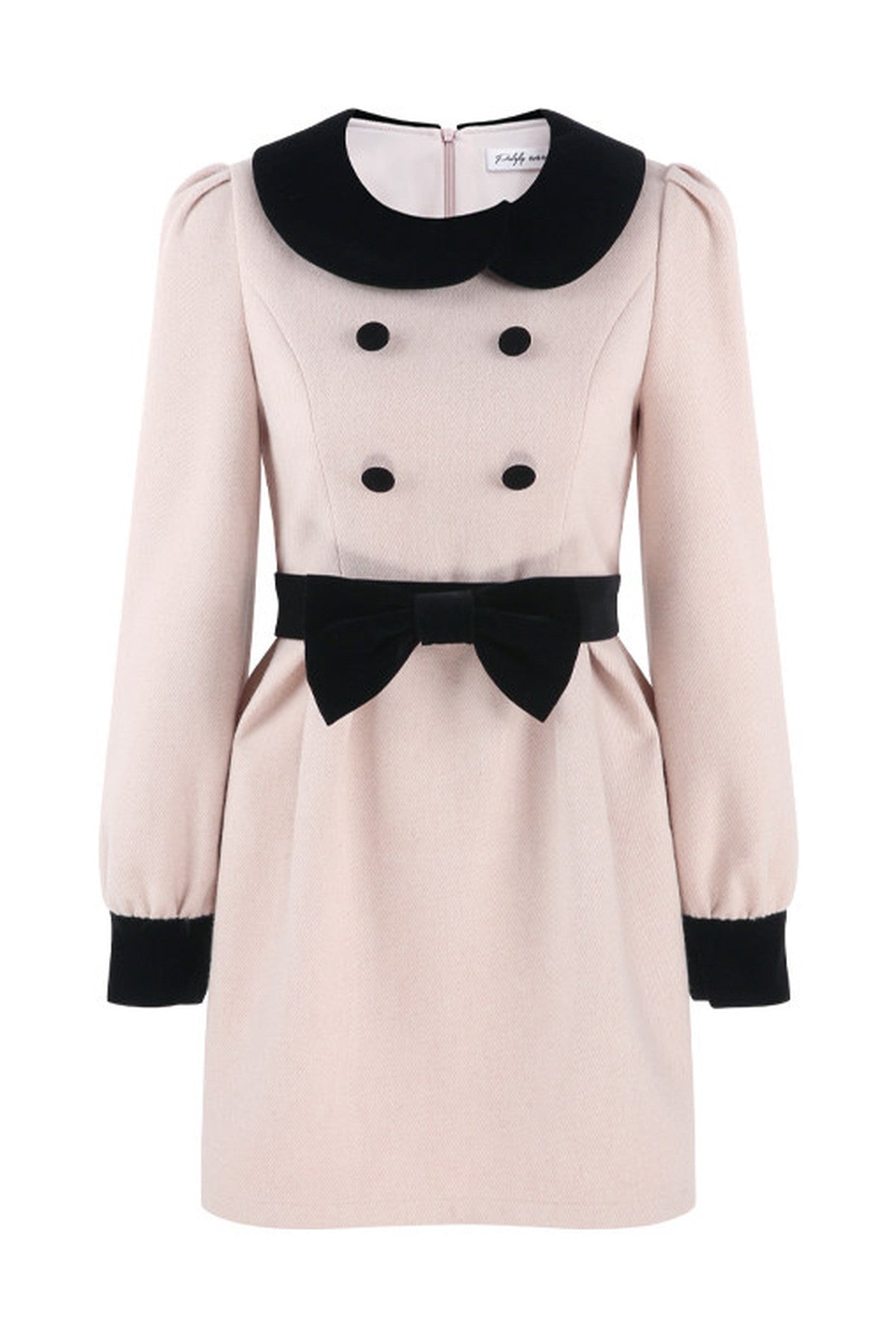 Pink Woolen Cinched Waist Dress