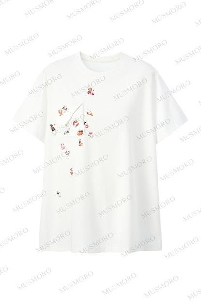 Meow-Chan Print Oversized Blouse