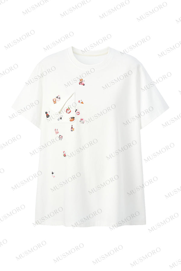 Meow-Chan Print Oversized Blouse