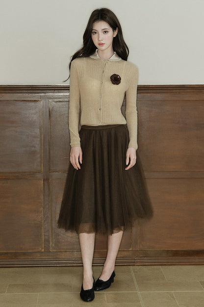 Detachable Doll Collar Knit Cardigan
