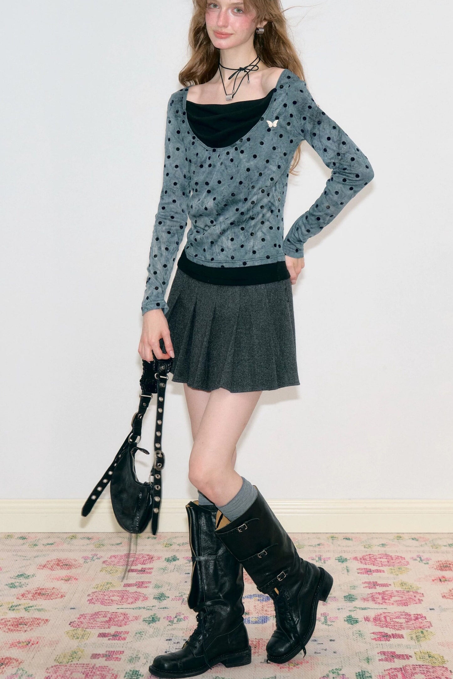 Polka Dot T-Shirt Knit Top