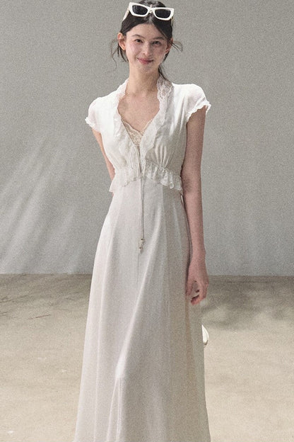 Lyocell Linen Lace Dress Set