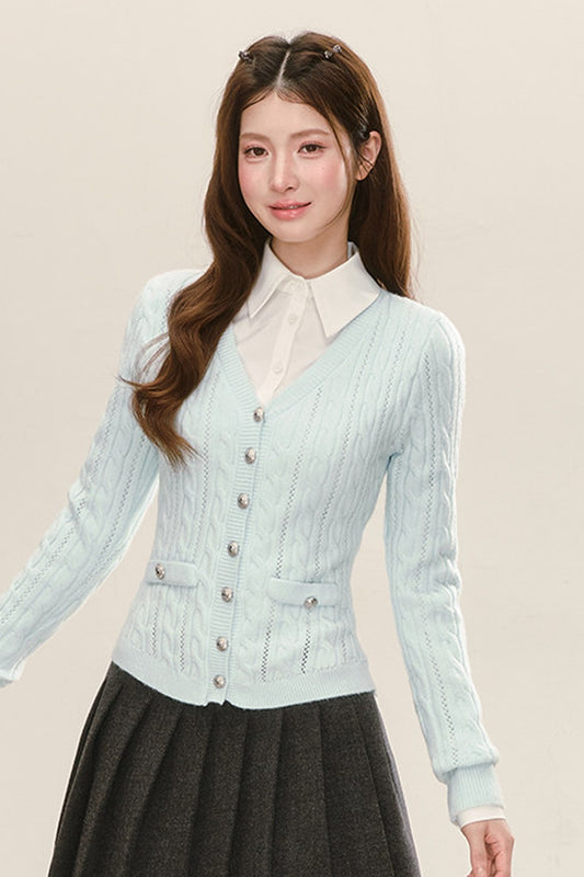 Preppy V-Neck Knit Cardigan