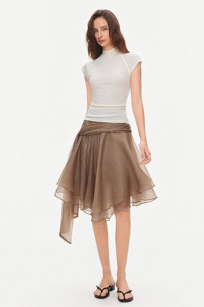 Bluse mit Flatterärmeln und Raffungen aus Lyocell-Seidenmischung