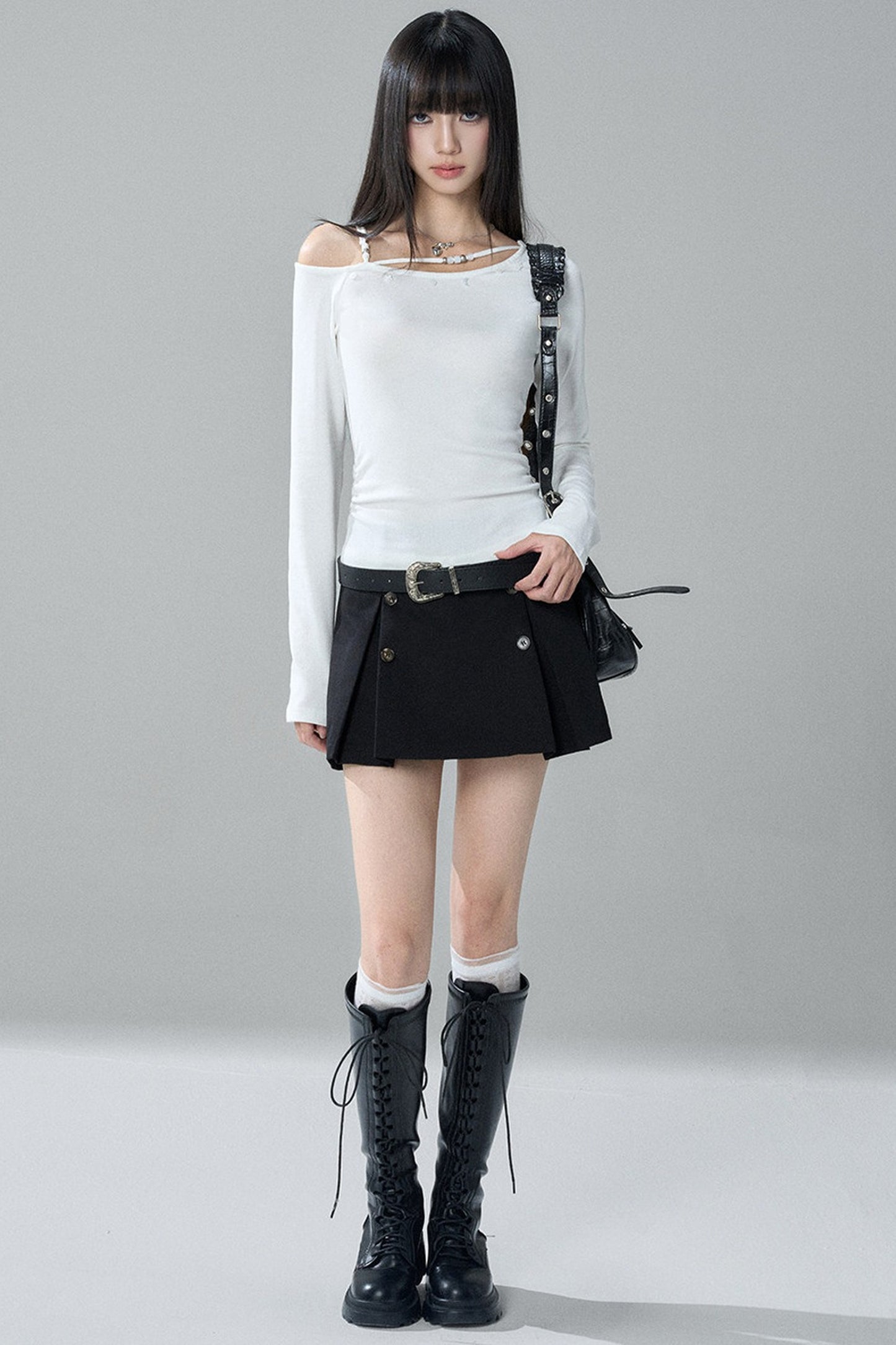 Unique Long-Sleeved Off-Shoulder Top