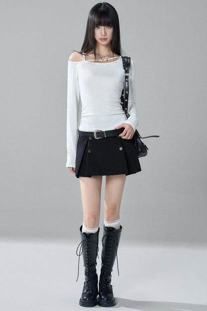 Unique Long-Sleeved Off-Shoulder Top