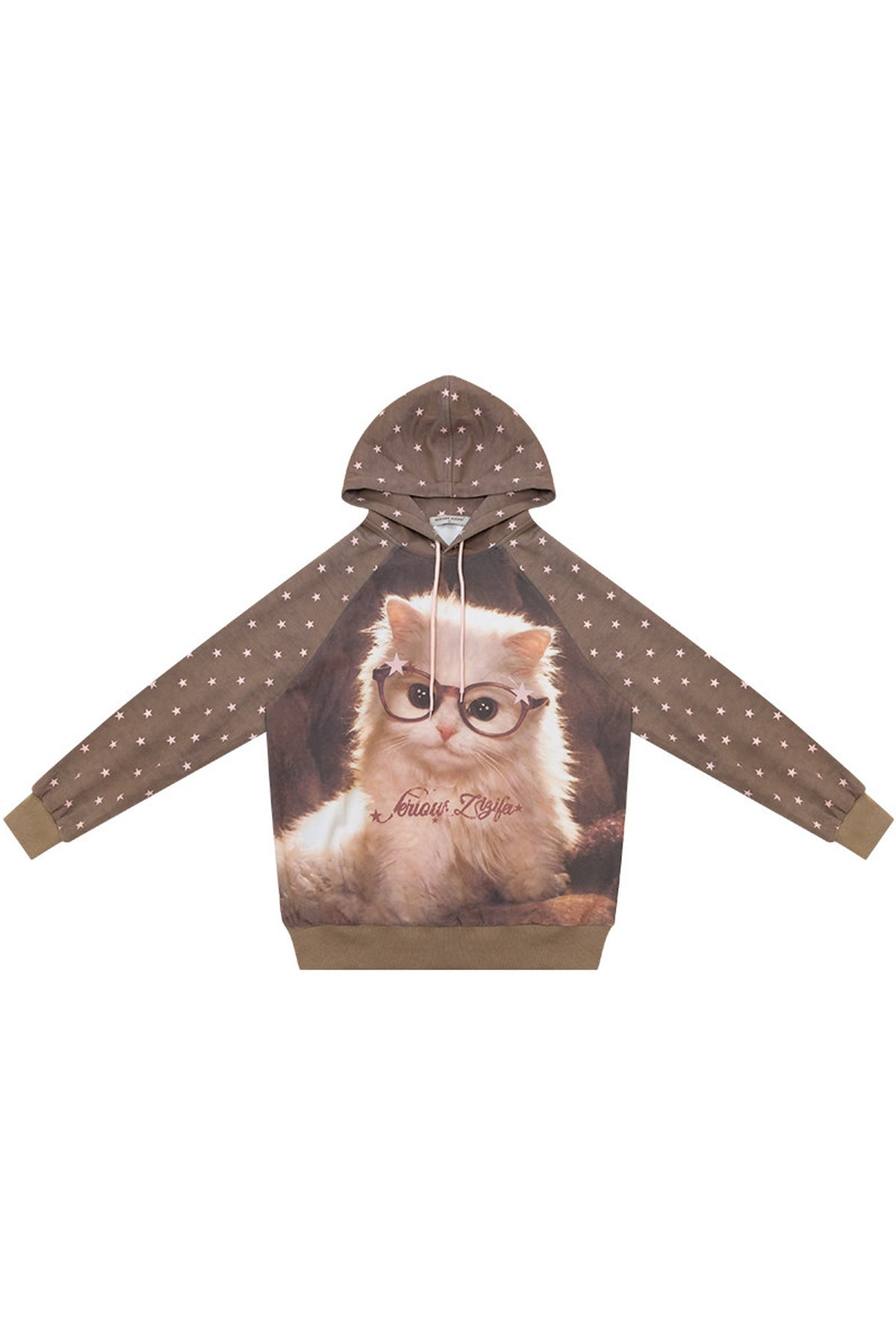 Brown Cat Star Polka Dot Hoodie