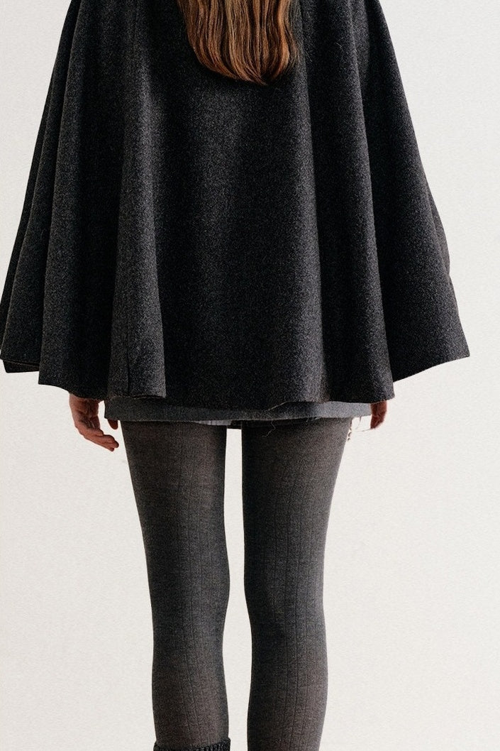 Detachable Large Fur Collar Woolen Cape