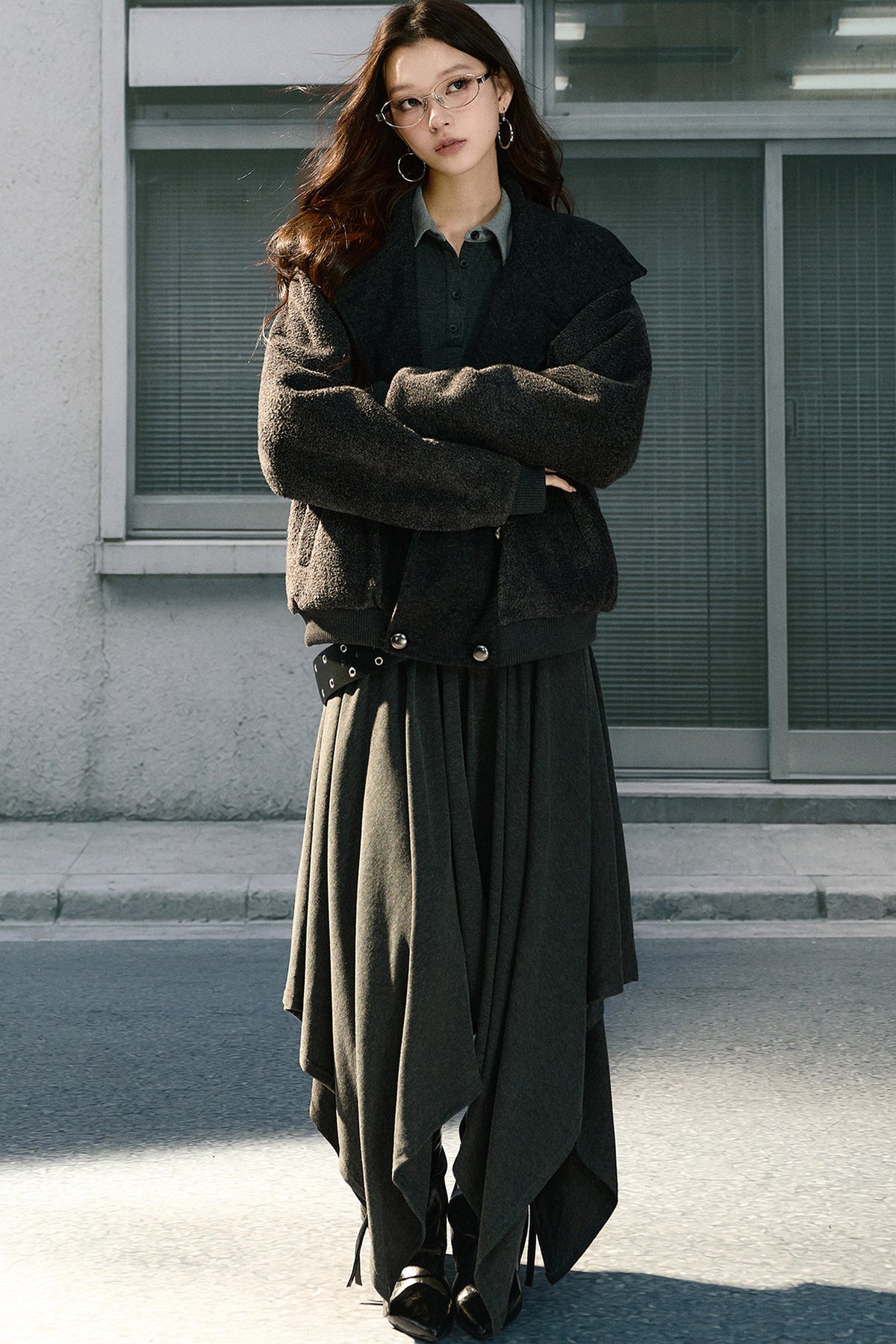 Loose Double-Breasted Woolen Jacket