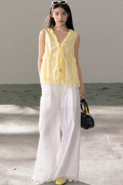 French Lace Ruffled Vest