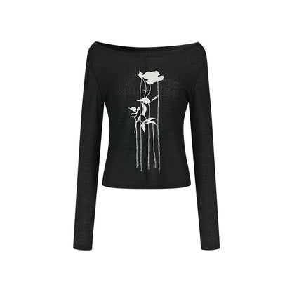 Top in Maglia con Ricamo Rose