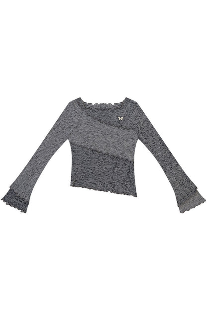 Ruffled Bell Sleeve Knit Top