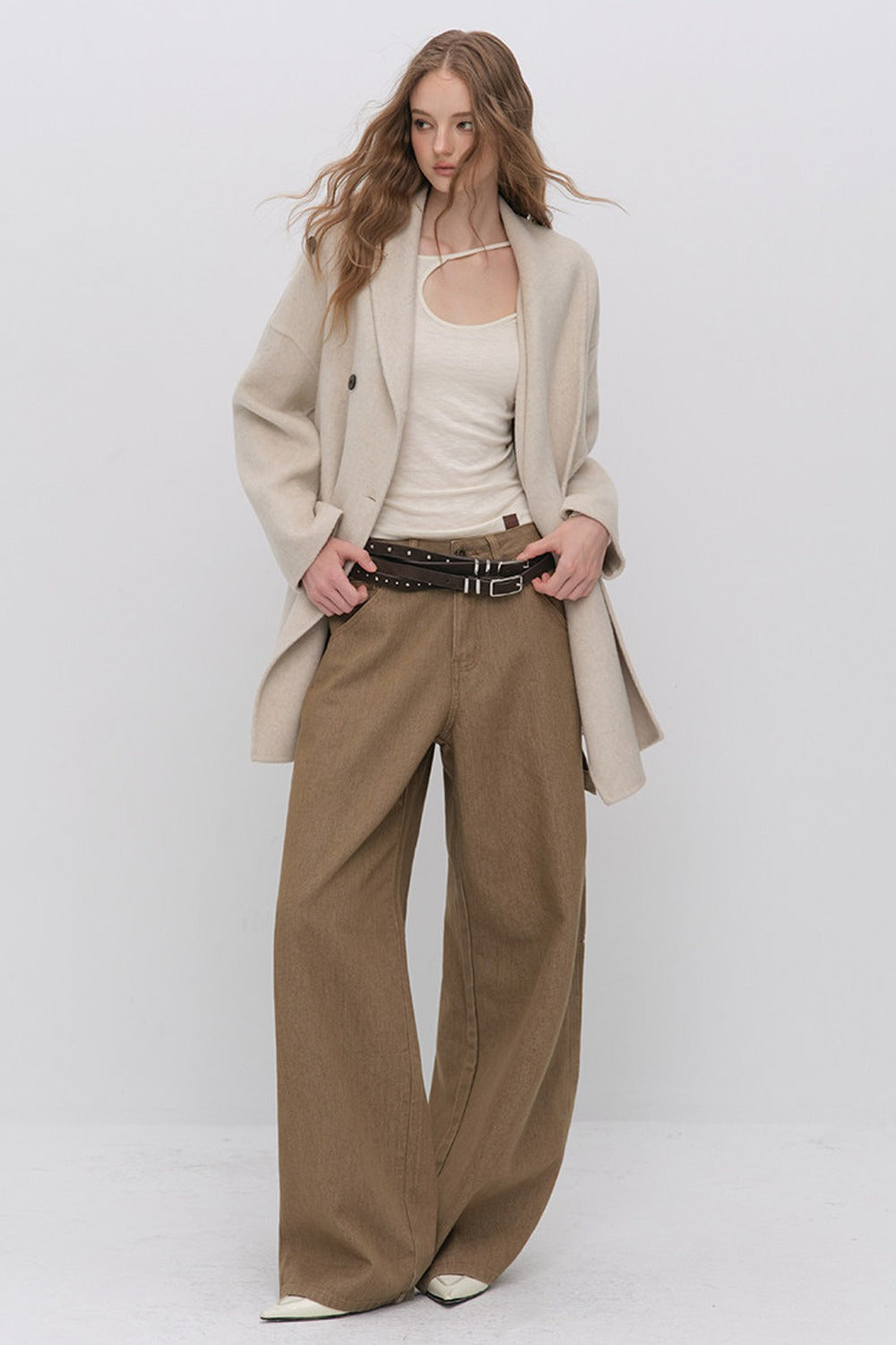 Half Shawl Wool Coat