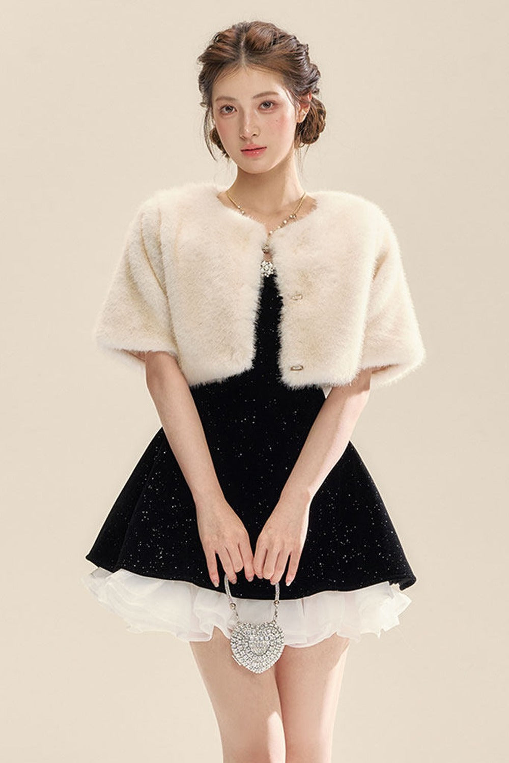Puff Diamond Galaxy Velvet Dress Set-Up