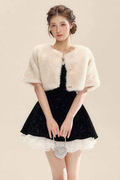 Puff Diamond Galaxy Velvet Dress Set-Up