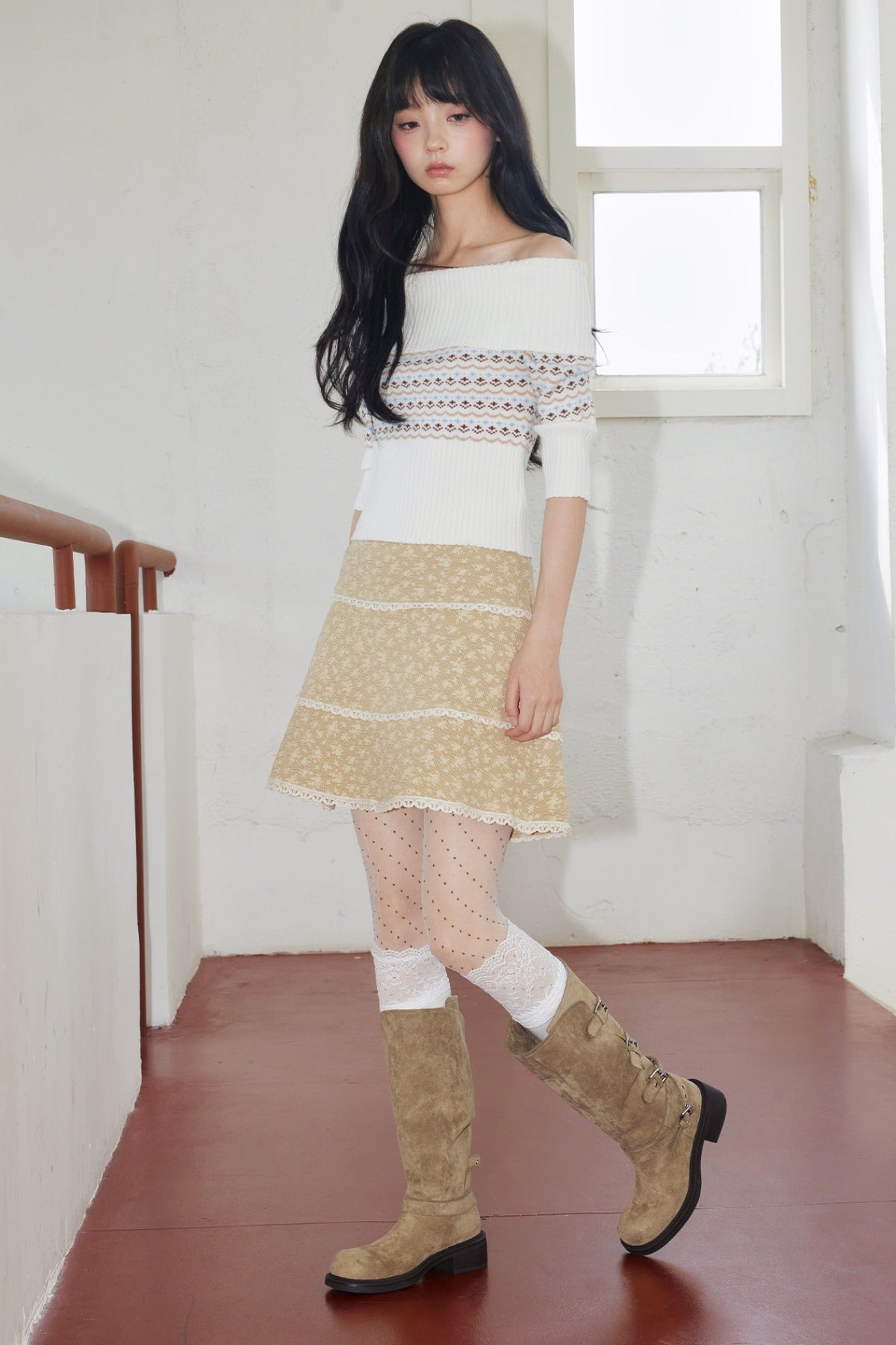 Belt Buckle Chunky Heel Long Boots
