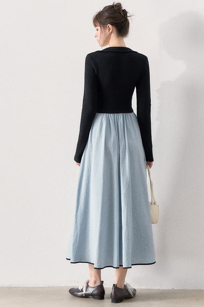 Slim Knit Cardigan and Ruffle Dress Set