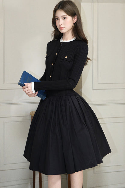 Pleated A-Line Midi Skirt