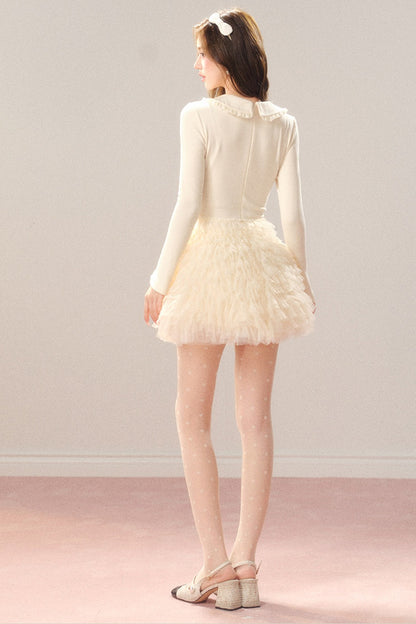 Cream Princess Multi-Layered Tulle Dress