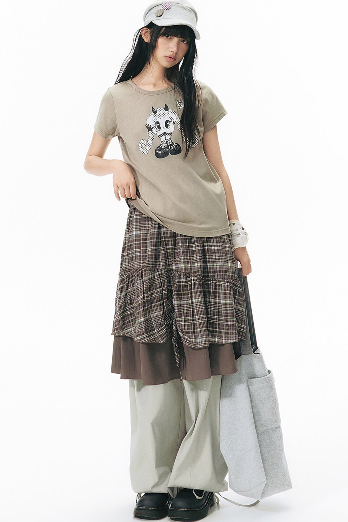 Patchwork Waistband Pocket Wide-Leg Cargo Pants
