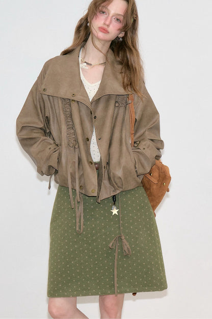 Chaqueta de cuero marrón retro