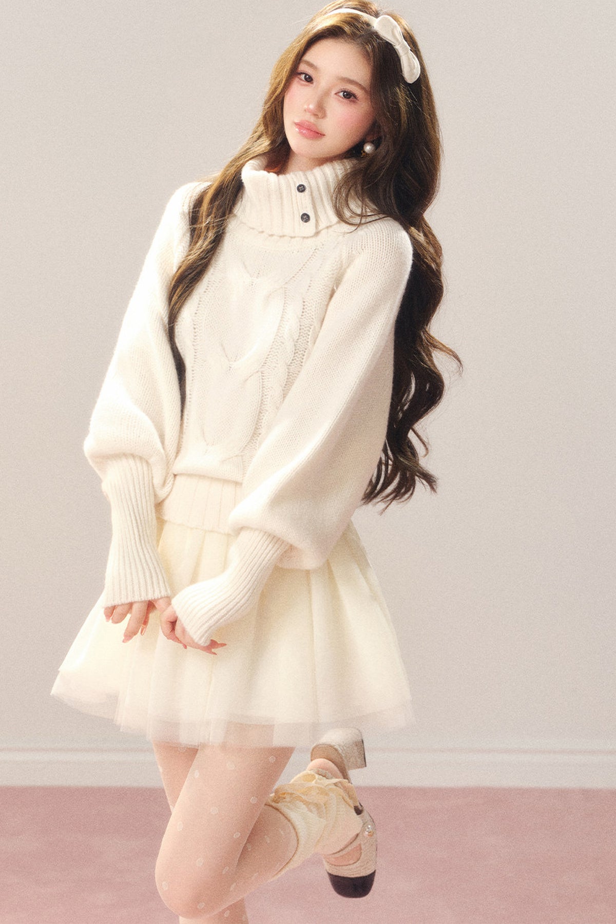 Cross-Button Lapel Knit Sweater