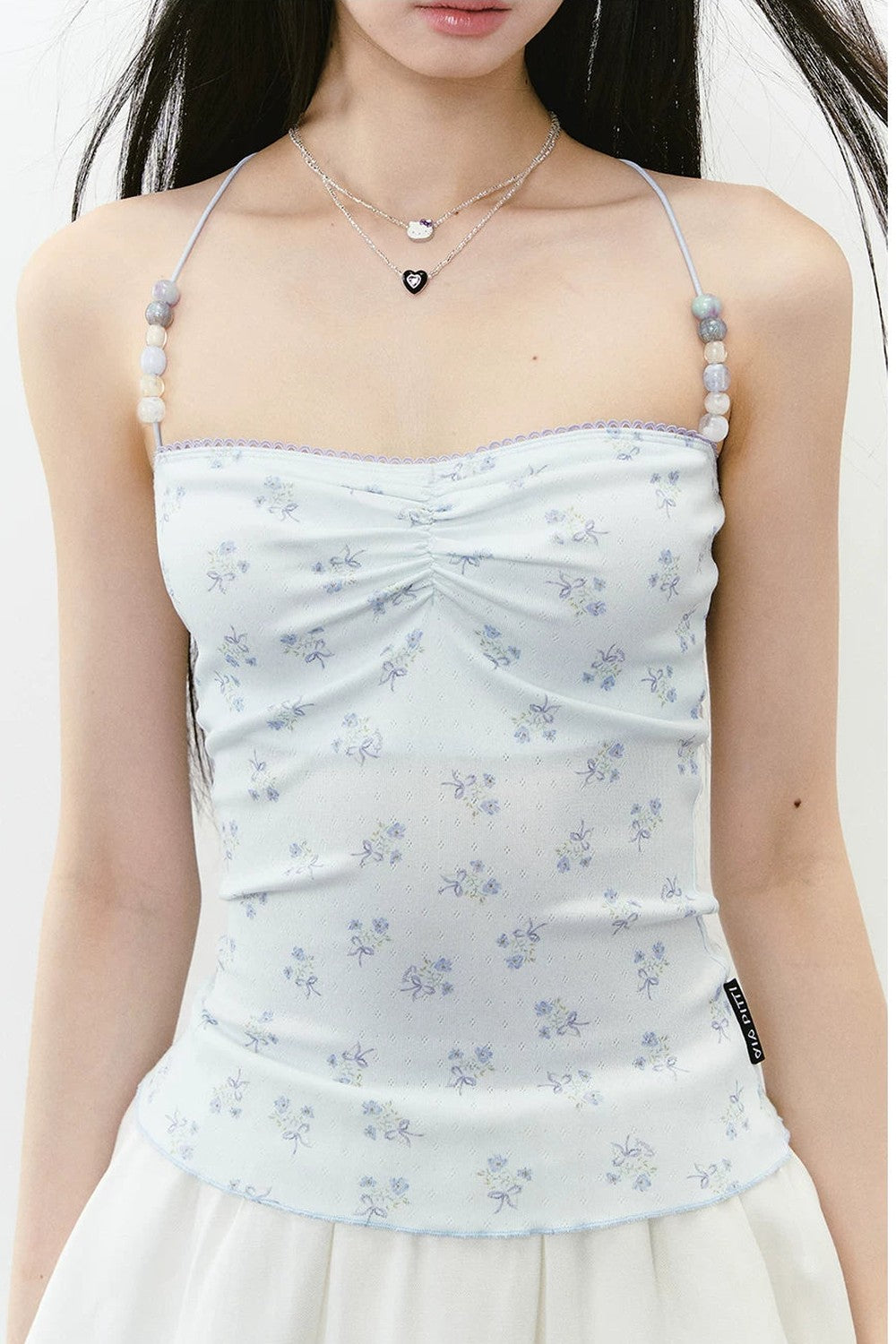 Camisole-Top mit Perlen und Blumenmuster