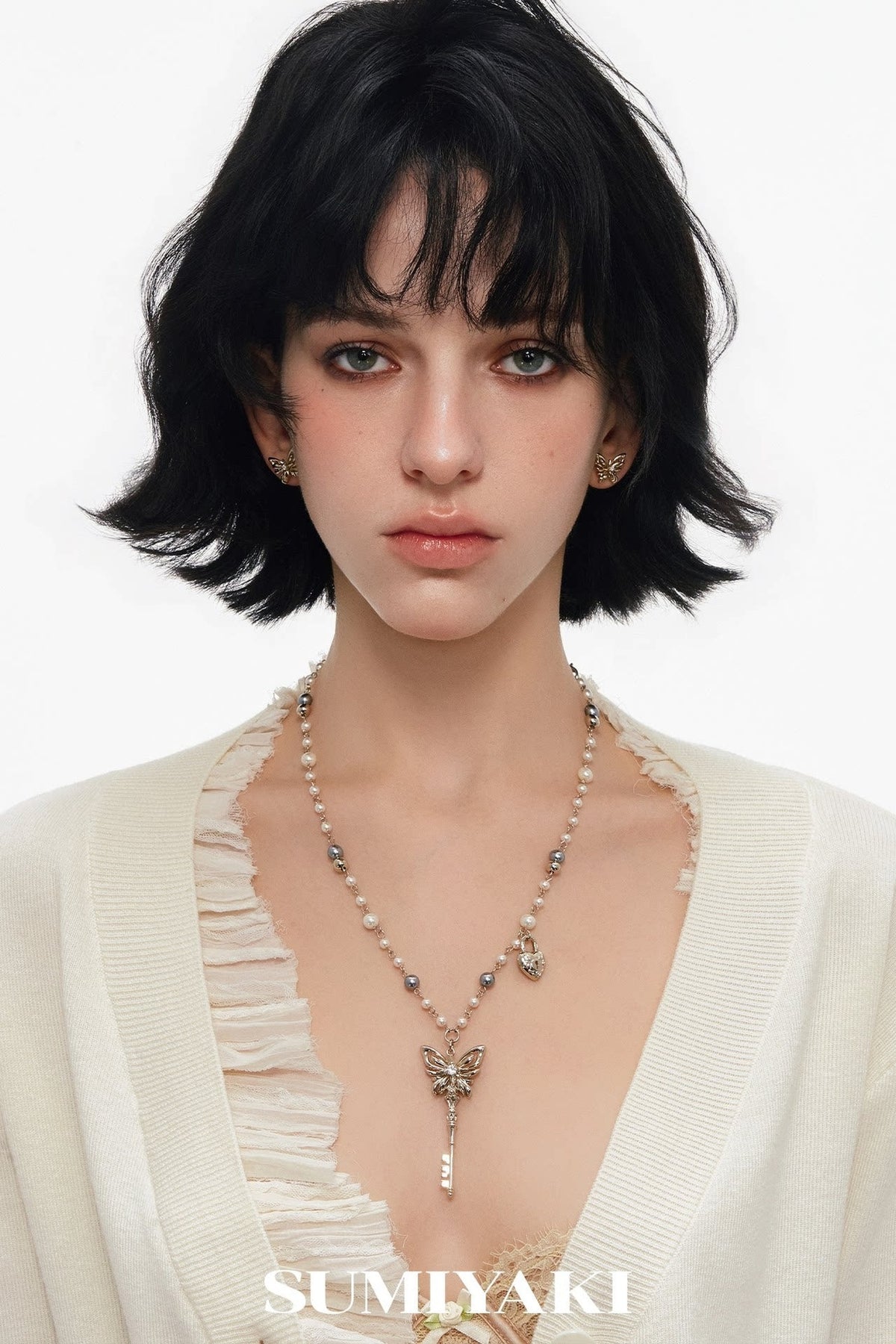 Butterfly Key Spliced Layered Necklace