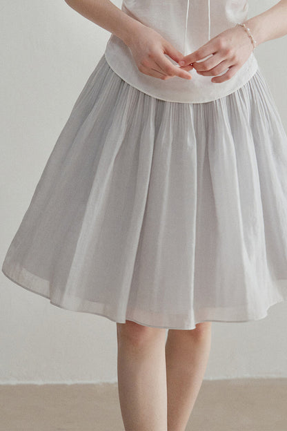 French Ruched A-Line Skirt